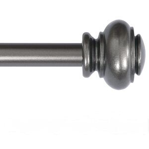 3/4” Dia Decorative Adjustable Pewter Single Drapery Curtain Rod 16-28”